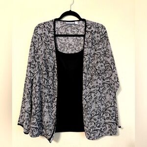 Croft & Barrow Black & White Printed Layering Top - Size 1X